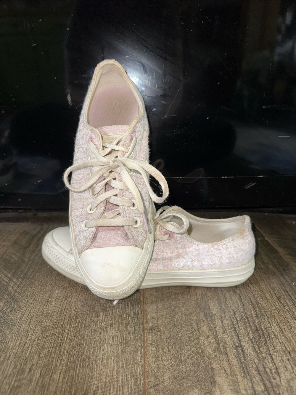 Converse Pink and White Low Tops
